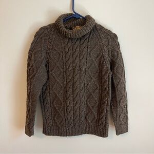 Blarney Woollen Mills Basic S Sweater Brown 100% Pure New Wool Cable Cowl Irish
